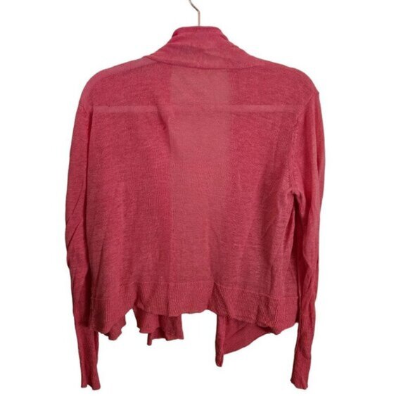 Eileen Fisher Coral 100% Linen Sustainable Open Front Cardigan Sweater Size M - Picture 2 of 4